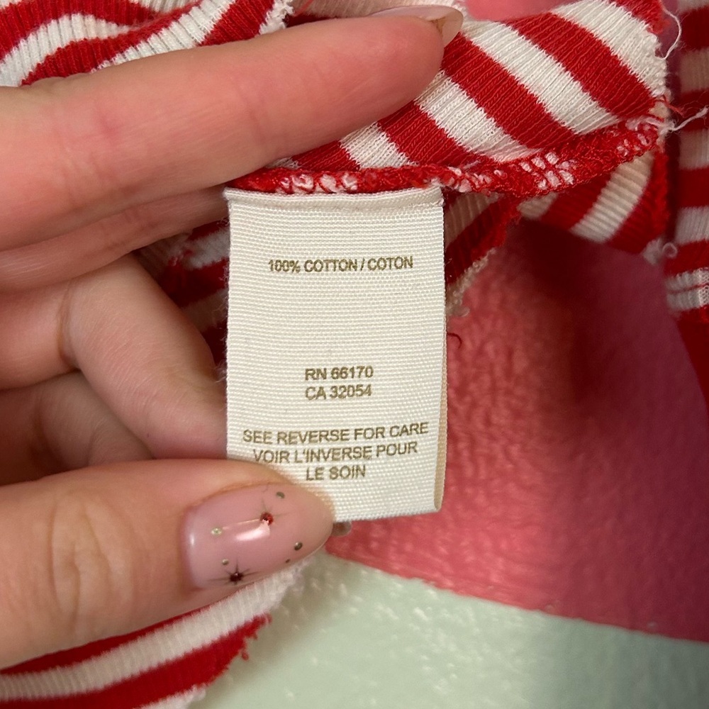 Free People Raw Hem Red and White Stripe Fit and Flare Cuffed Long Sleeve Top - Picture 5 of 6